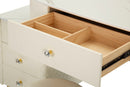 Toeletta Sharon Panna con Puff 120x40x75 cm in Pino e MDF e Metallo e Plastica      