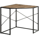 Scrivania Angolare 80x80x77,5 cm in Acciaio e Truciolato Nera e Marrone