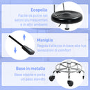 Sgabello Regolabile Girevole a 360° con Schienale 32x40x70-86 cm Ruote e Poggiapiedi in Acciaio Finta pelle e Schiuma Nero      