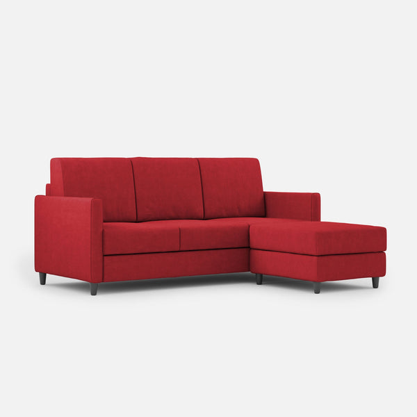 online Divano 3 Posti con Pouf 198x155x85 cm Karay in Tessuto Rosso