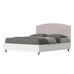 Letto Matrimoniale con Rete e Contenitore Alzata Comoda Struttura Bianco Frassico e Testata in Microfibra Antilia Glicine Varie Misure