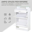 Mobile Scarpiera 2 Ante a Ribalta 1 Cassetto 1 Mensola in Vetro in Legno Bianco 