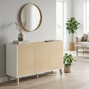 Credenza Buffet 120x35x73,5 cm con Ante Soft-Close in MDF Effetto Legno e Bianco      
