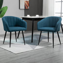 Set 2 Sedie Imbottite in Tessuto Effetto Lino Blu   