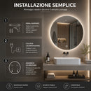 Specchio Rotondo Ø60 cm LED a 3 Colori Retroilluminato Accensione Touch      