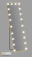 Specchio da Terra LED Hollywood Rett, 50x5x160 cm in Alluminio e Specchio Oro      