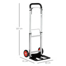 Carrello Portapacchi Pieghevole 40x41x107 cm 2 Ruote in EVA in Alluminio e Acciaio