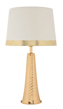 Lampada da Tavolo Tower Oro Ø30x54 cm in Ferro e Tessuto Oro e Bianco      