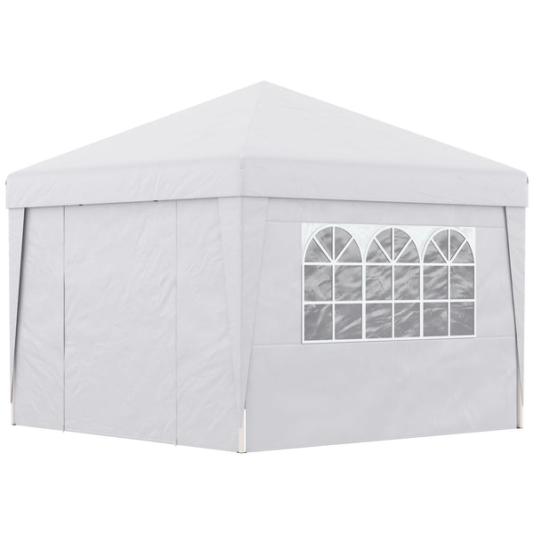 Gazebo da Giardino Pieghevole 3x3m con Design Pop Up e Finestre in Tessuto Oxford Bianco online