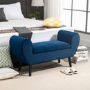 Panca Pouf Contenitore Imbottita 118x42x66 cm in Tessuto Blu