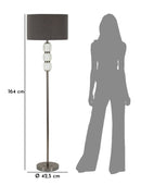 Lampada da Terra Bright One Ø42,5x163 cm in Vetro e Ferro e Tessuto Bianco e Grigio      