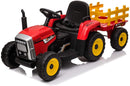 Trattore Elettrico per Bambini 12V con Rimorchio Rosso