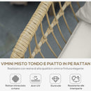 Set 4 Pezzi da Esterno 2 Sedie Divano 2 Posti e Tavolino con Piano in Vetro in Rattan PE Naturale e Crema   