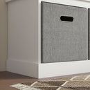 Panca Scarpiera 105x35x47 cm 3 Ceste e Seduta Imbottita in Legno Bianco e Grigio 