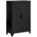 Armadietto 75x33x110 cm a 2 Ante in Stile Industriale in Metallo Nero      
