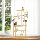 Trespolo per Pappagalli 48x38x95 cm con Giochi Vassoio Rimovibile e Posatoi in Legno Naturale      