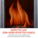 Stufa Elettrica da Pavimento 2000 W con Riscaldamento Effetto Fiamma LED e Termostato in Metallo Nero      