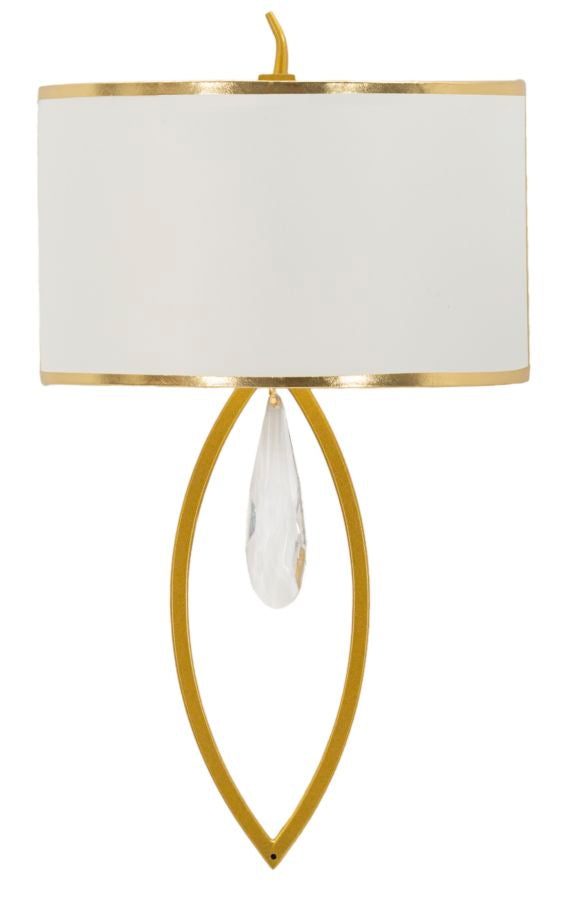 sconto Lampada da Muro Vienna 16x15x50 cm in Ferro e Tessuto Oro e Bianco
