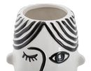Vaso Face 13,2x11,8x26,3 cm in Porcellana Bianco e Nero      