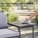 Set 3 Pezzi da Esterno con Tavolo da Giardino e 2 Sedie con Seduta in Texteline e Cuscini Grigio      