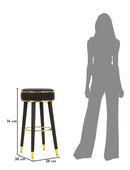 Sgabello Bar London Nero Ø38x74 cm in Pino e MDF e Spugna e Metallo e PU      