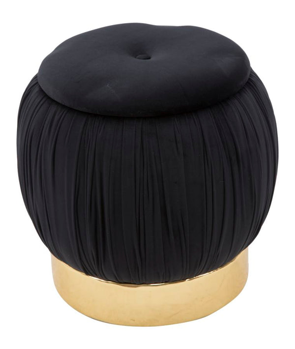 Puff Contenitore Paris Nero Ø41x41 cm in Legno Spugna e Poliestere Nero e Oro online