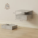 Set di 2 Comodini Sospesi 35x32x22,5 cm con Cassetto e Mensola Aperta Rivestimento in Melamina Grigio Cemento      