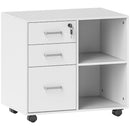 Cassettiera da Ufficio Schedario  con 3 Cassetti Serratura e Chiavi 60x40x56 cm Bianco 
