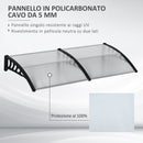 Pensilina Tettoia Moderna 200x96x27 cm in Policarbonato Alluminio e PP Trasparente