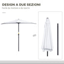 Ombrellone da Giardino a Mezzaluna 260x135x230H cm Bianco  