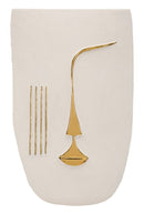 Decorazione Murable Mumbasa 26x6,5x39,5 cm in Ceramica Bianco e Oro      