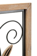 Pannello Legno Koman B 26x2,5x60 cm in Ferro e MDF Marrone e Nero      