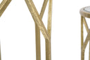 Tavolinetti da Caffé Oro Coppia Ø50x60-45x50 cm in Ferro e Vetro Oro