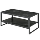 Tavolino Rettangolare da Caffè 106x50x47 cm  Nero Effetto Marmo