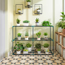 Portapiante a 3 Livelli Aperti 143x48x100 cm in Acciaio e Plastica Verde Scuro      