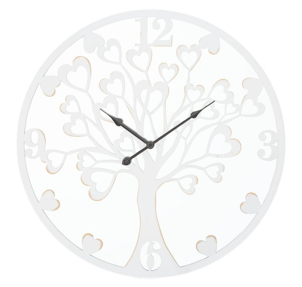 prezzo Orologio da Muro Heart/Tree Ø55x4,5 cm in Ferro MDF e Specchio Bianco