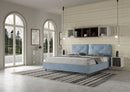 Letto Matrimoniale Imbottito in Microfibra Appia Large Azzurro Varie Misure