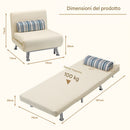Poltrona Letto Singolo 75x73x73 cm Reclinabile 5 Posizioni in Ferro e Tessuto Crema      