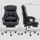 Sedia da Ufficio Presidenziale 69x72x118-126 cm con Poggiapiedi e Supporto Lombare in Pelle PU Nero  