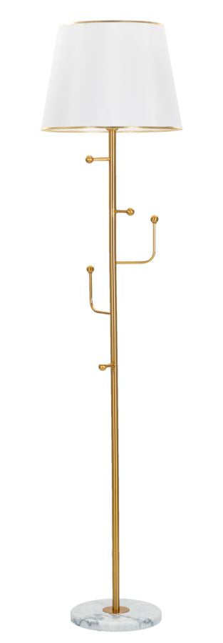 Lampada da Terra Appendiabiti Ø41x173 cm in Ferro e Tessuto Oro e Bianco prezzo