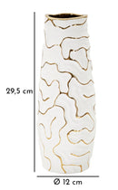 Vaso Lia Ø12x29,5 cm in Ceramica Bianco e Oro      