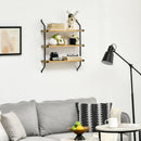 Libreria Moderna Sospesa a Scaletta 51x15x63,5 cm in Legno Naturale e Metallo