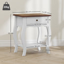 Comodino in Stile Francese con Cassetto 45x35x55 cm in MDF Bianco e Rovere   
