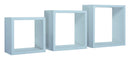 Set 3 Mensole da Parete Cubo in Fibra di Legno Incubo Blu Baltico