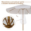 Ombrellone da Giardino con Doppio Tettuccio Ø325x250 cm in Legno di Bambù e Poliestere Crema