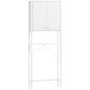 Mobile Bagno Sopra WC e Lavatrice 64x20x180 cm con Armadietto in MDF Bianco  