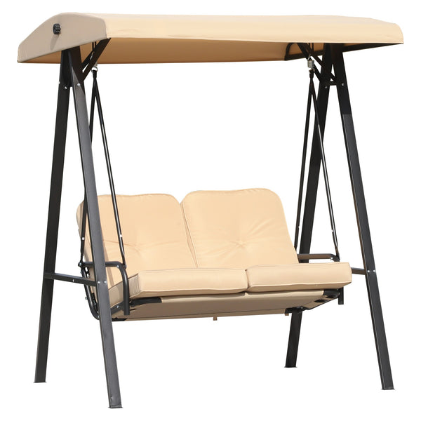 Dondolo 2 Posti da Giardino 138x106x174 cm in Acciaio e Poliestere Beige sconto