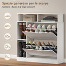 Scarpiera Slim 89x25x92 cm con Divisori Regolabili e Ripiani a Giorno in MDF Bianco      