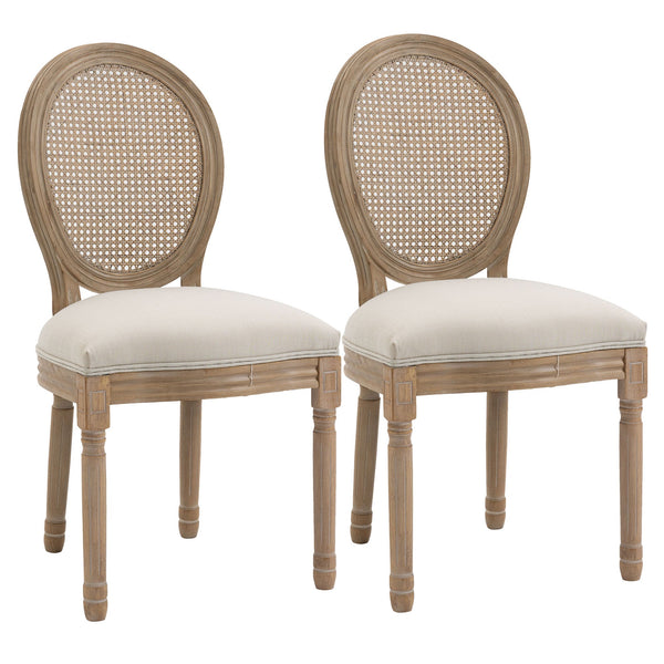 online Set 2 Sedie Imbottite 49x56x96 cm in Legno e Tessuto Bianche