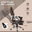 Poltrona da Ufficio 65x70x111-119 cm con Telecomando e 6 Punti di Massaggio in Microfibra Marrone      